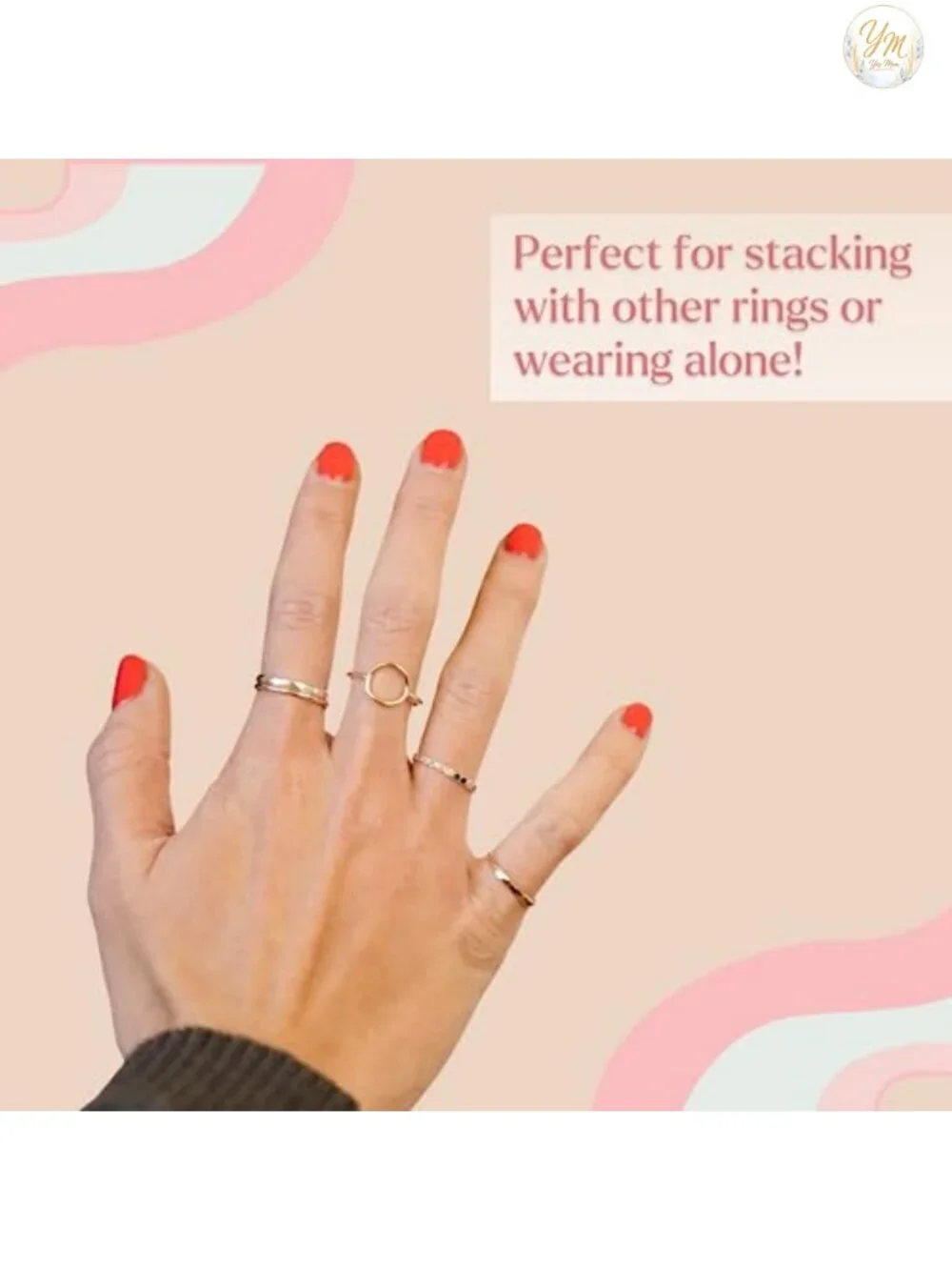 14k Gold Filled Handmade Stacking Ring Dainty Smashed Bead Band Women's Jewelry
